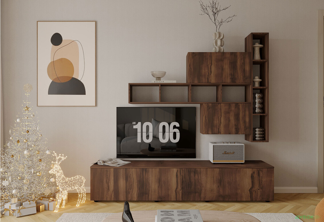 Гостиная Viant ВТ-6 с полками, тумба 200 см, ристретто