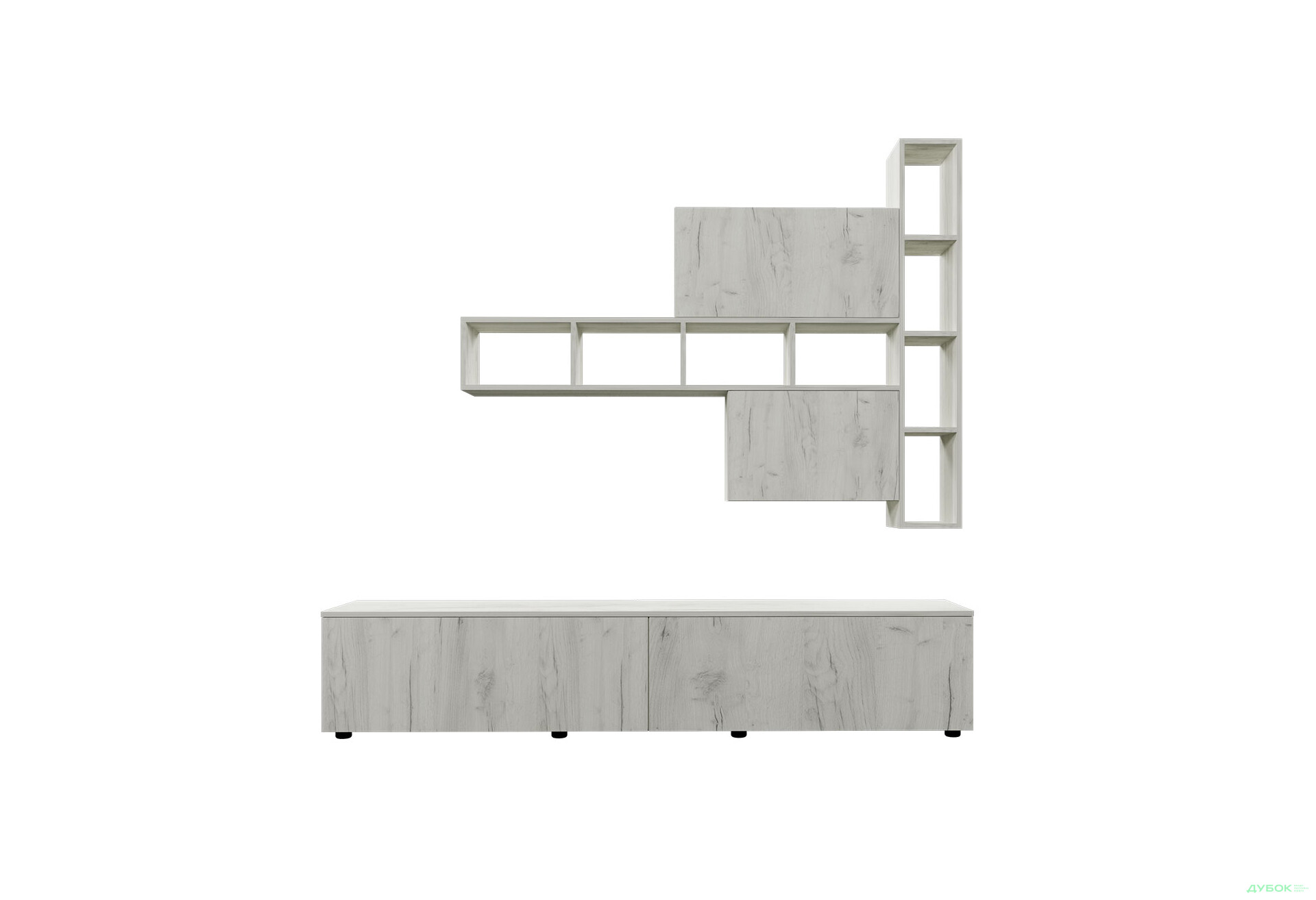 Изображение 2 - Гостиная Viant ВТ-6 с полками, тумба 200 см, дуб крафт белый