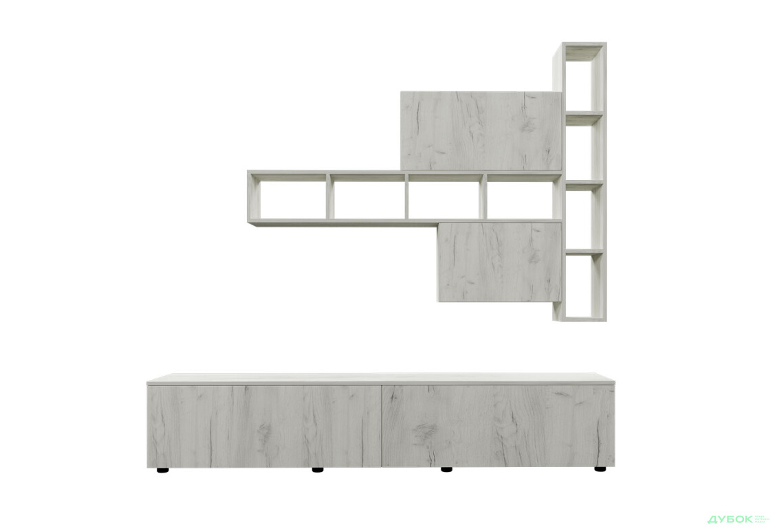 Изображение 2 - Гостиная Viant ВТ-6 с полками, тумба 200 см, дуб крафт белый