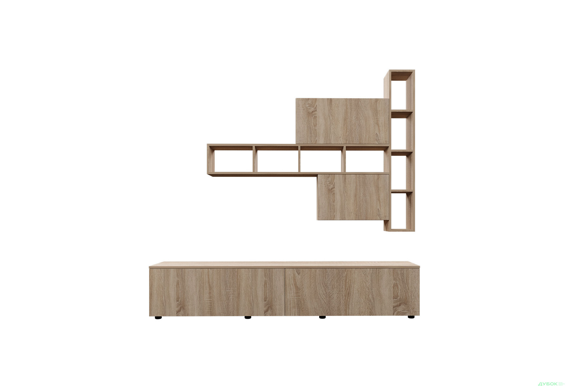 Изображение 2 - Гостиная Viant ВТ-6 с полками, тумба 200 см, дуб сонома
