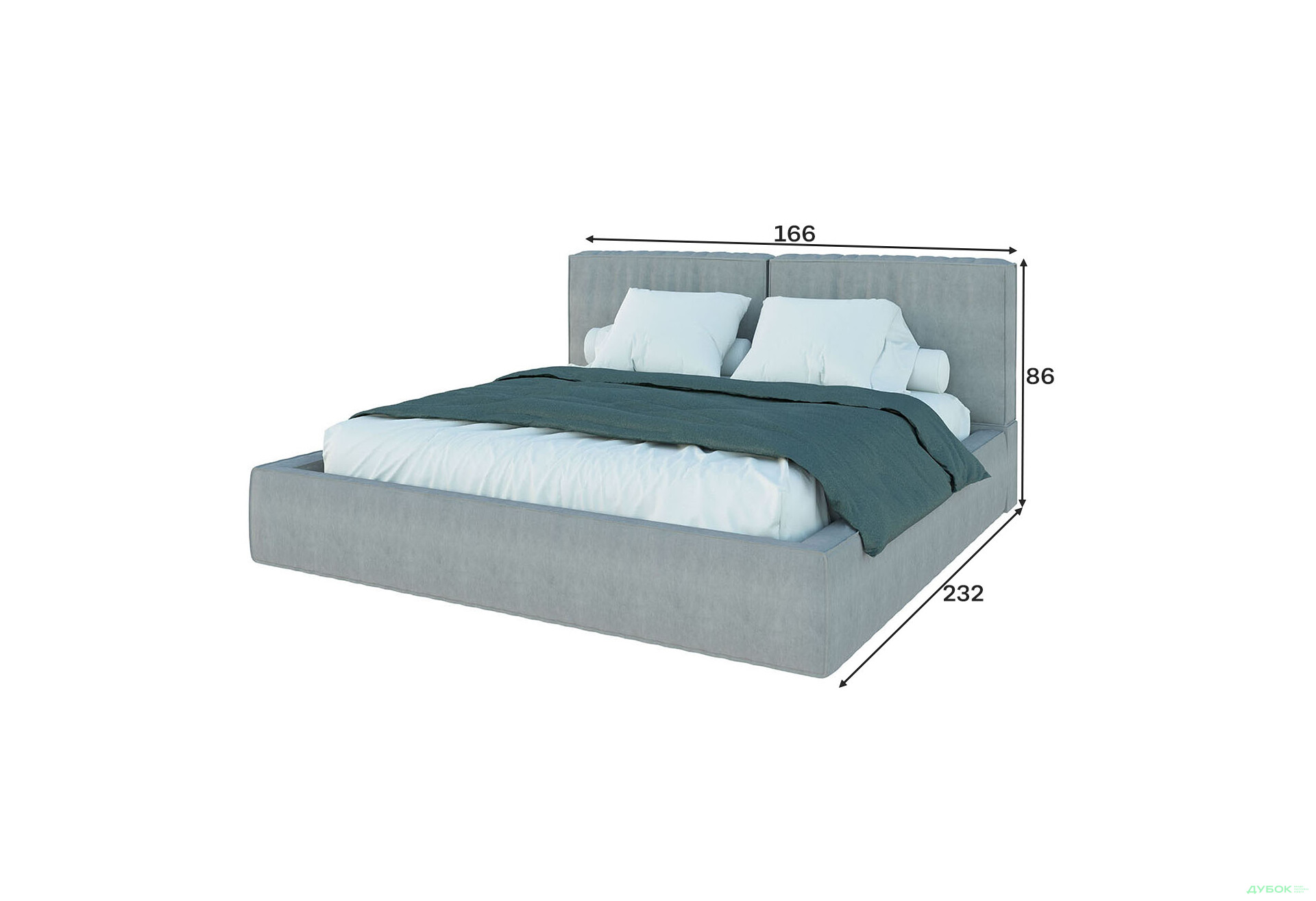 Изображение 4 - Кровать-подиум Svit Mebliv Ванесса 4, 140х200 см без механизма, велюр Багира 35