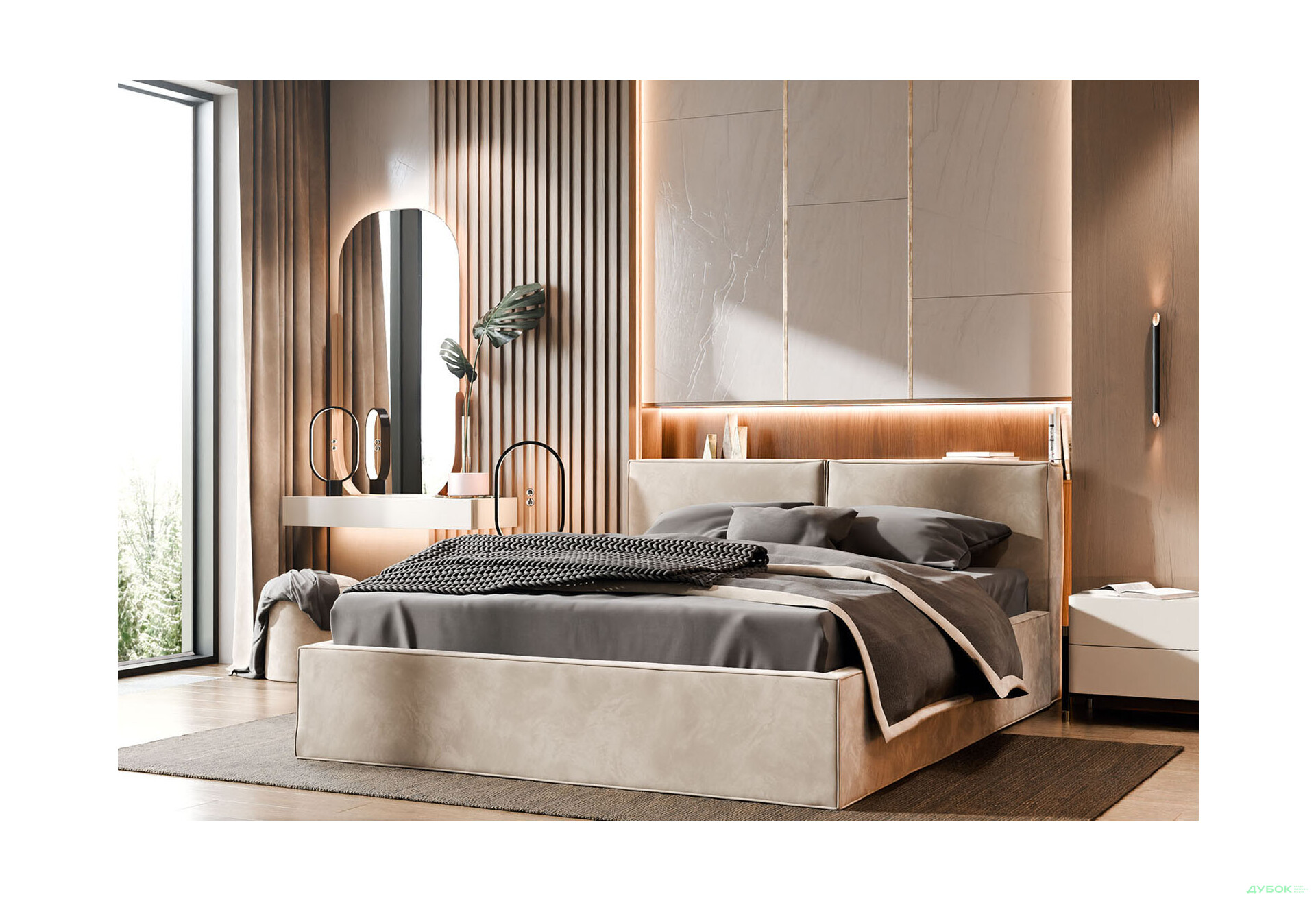 Зображення 2 - Ліжко-подіум Світ Меблів Ванесса 4, 160х200 см без механізму, велюр Багіра 32