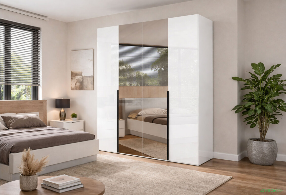 Изображение 2 - Шкаф МироМарк Мила 4-дверный с зеркалом 179,2 см белый глянец