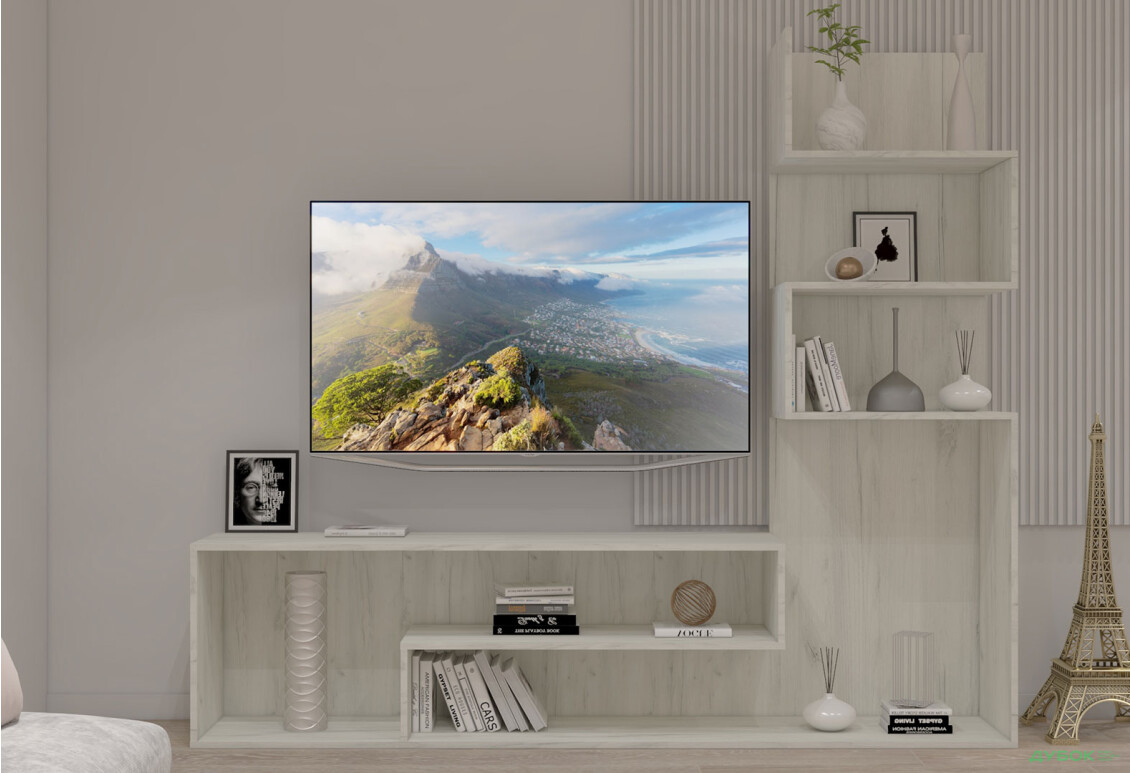 Гостиная Viant ВТ-7 со стелажом 180 см, дуб крафт белый