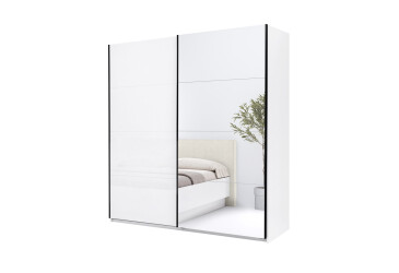 Шкаф-купе МироМарк Мила 2-дверный 2,0х2,1м с зеркалом белый глянец