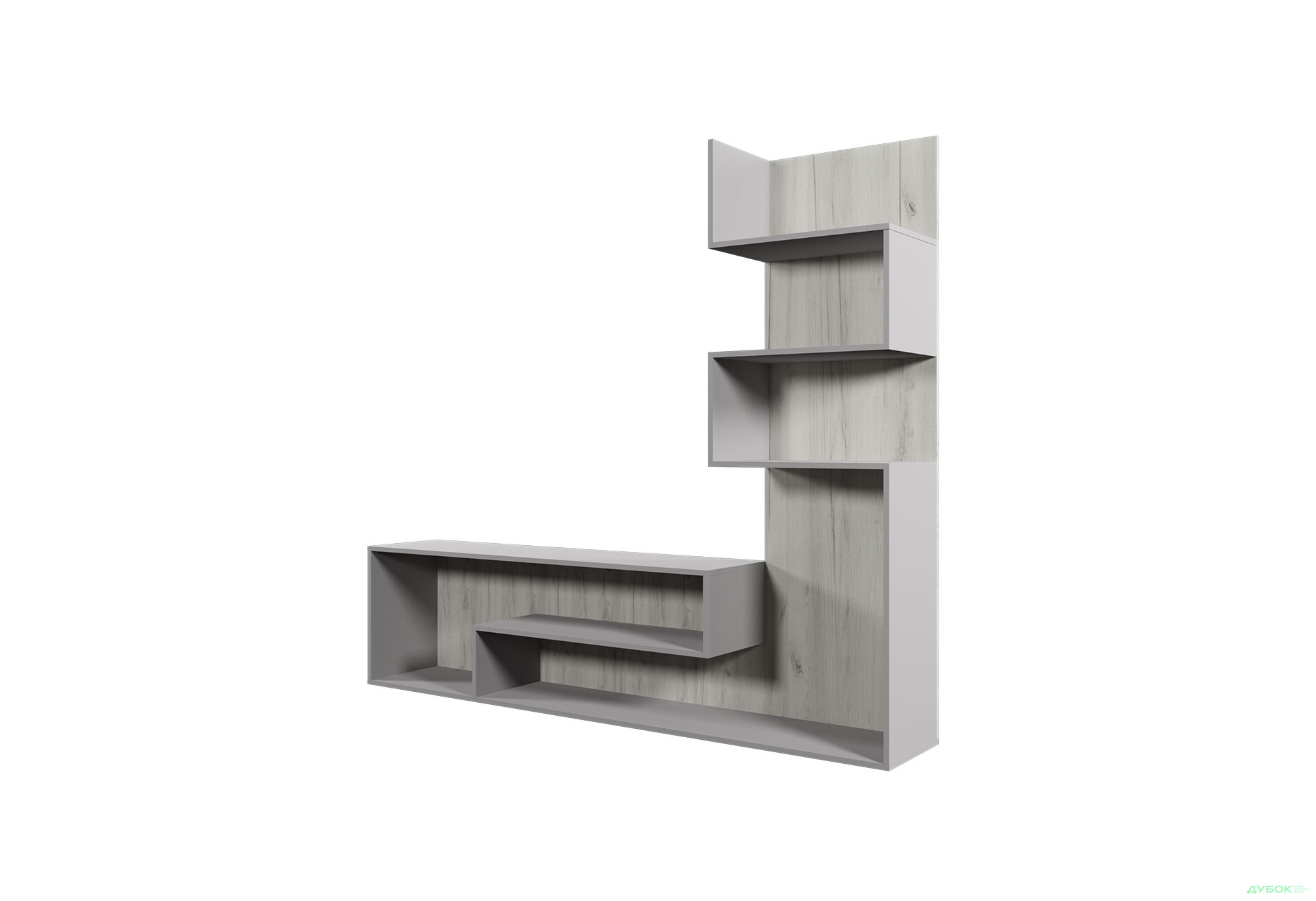 Зображення 2 - Вітальня Viant ВТ-7 зі стелажем 200 см, сірий / дуб крафт білий