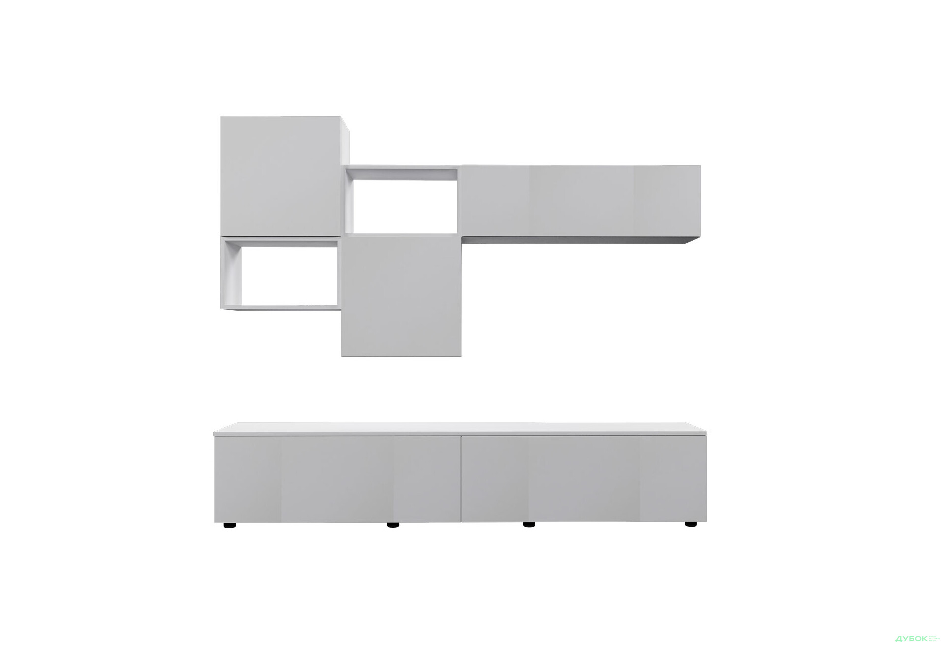 Зображення 2 - Вітальня Viant ВТ-8 з навісними полицями 180 см, біла