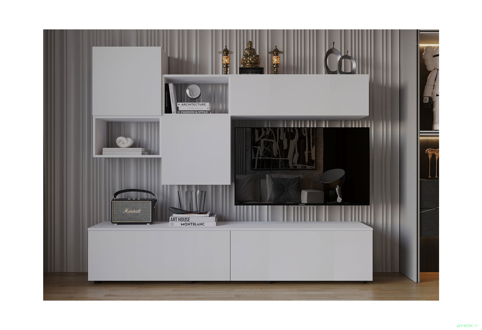 Зображення 1 - Вітальня Viant ВТ-8 з навісними полицями 180 см, біла