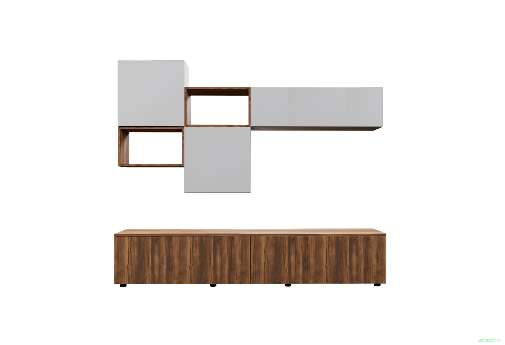 Изображение 3 - Гостиная Viant ВТ-8 с навесными полками 180 см, белый / янтарь