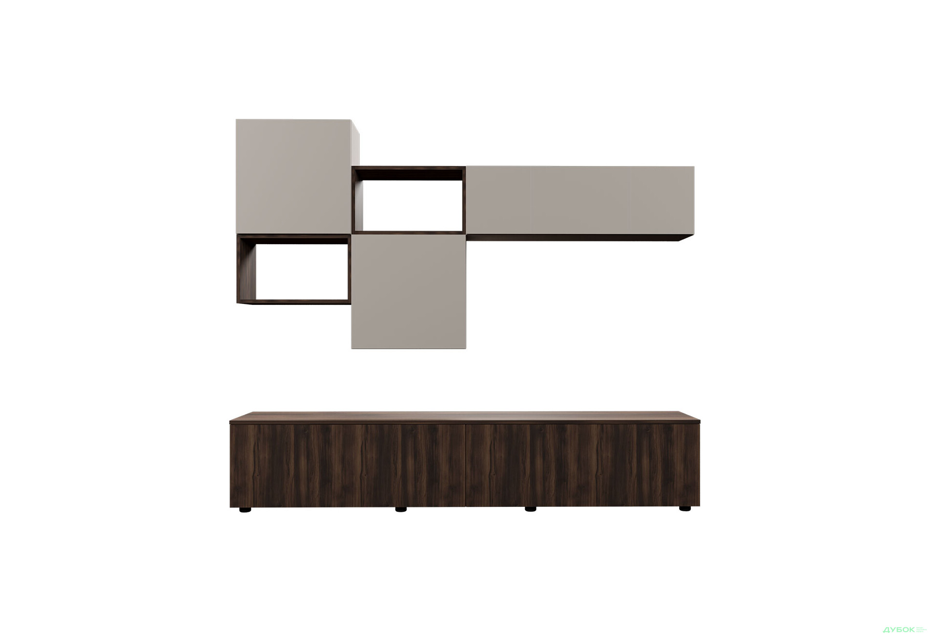 Зображення 2 - Вітальня Viant ВТ-8 з навісними полицями 180 см, кашемір / рістретто