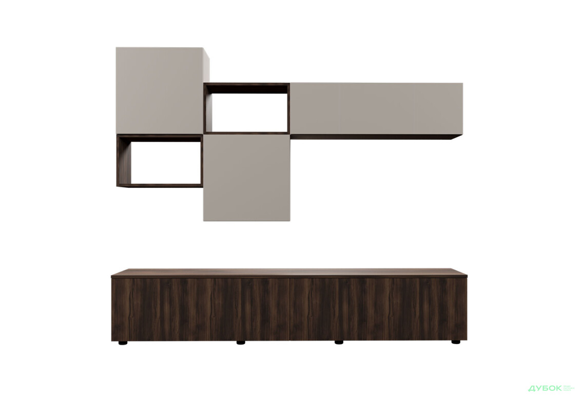 Зображення 2 - Вітальня Viant ВТ-8 з навісними полицями 180 см, кашемір / рістретто