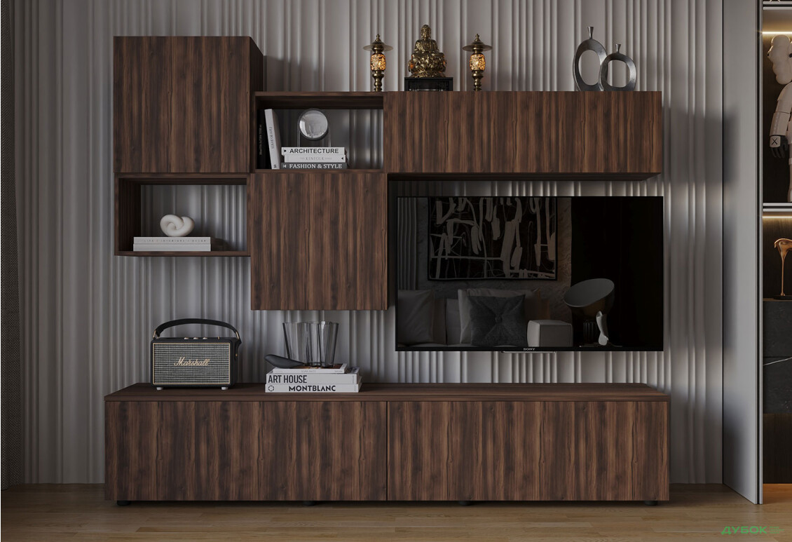 Гостиная Viant ВТ-8 с навесными полками 180 см, ристретто