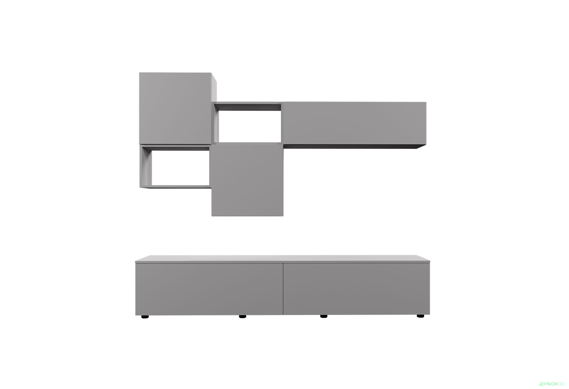 Зображення 2 - Вітальня Viant ВТ-8 з навісними полицями 180 см, сіра