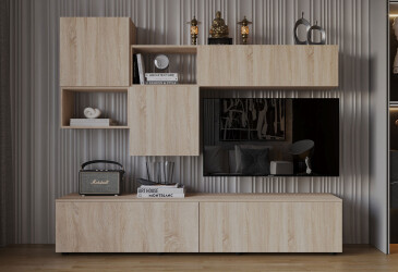 Гостиная Viant ВТ-8 с навесными полками 180 см, дуб сонома