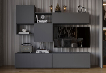 Гостиная Viant ВТ-8 с навесными полками 200 см, антрацит