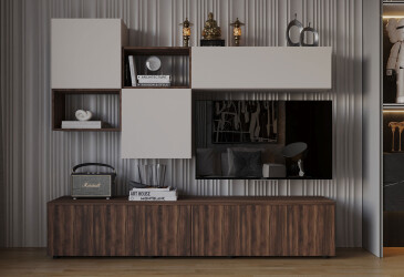 Гостиная Viant ВТ-8 с навесными полками 200 см, кашемир / ристретто