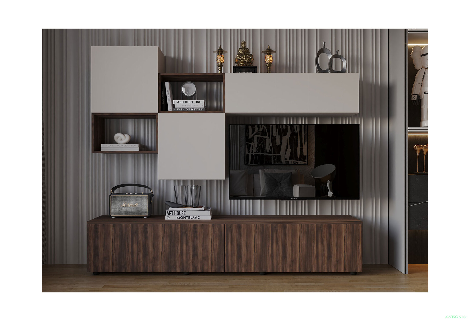 Изображение 1 - Гостиная Viant ВТ-8 с навесными полками 200 см, кашемир / ристретто