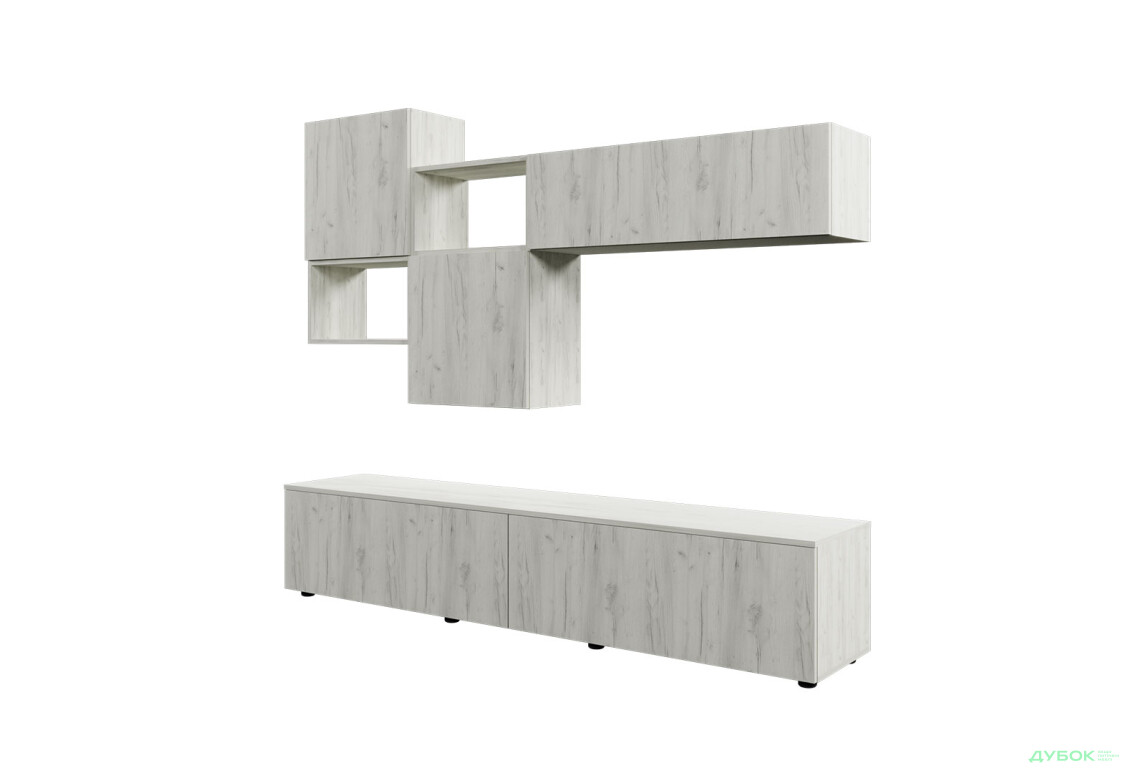 Зображення 3 - Вітальня Viant ВТ-8 з навісними полицями 200 см, дуб крафт білий