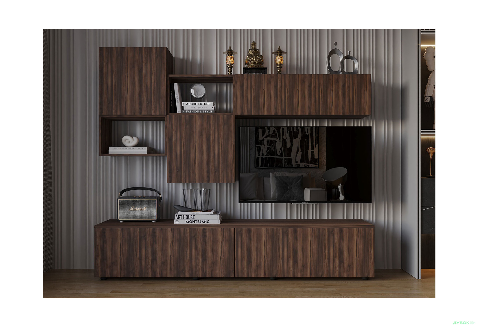 Зображення 1 - Вітальня Viant ВТ-8 з навісними полицями 200 см, рістретто