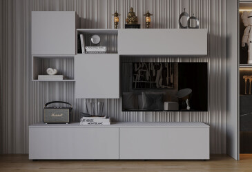 Гостиная Viant ВТ-8 с навесными полками 200 см, серая