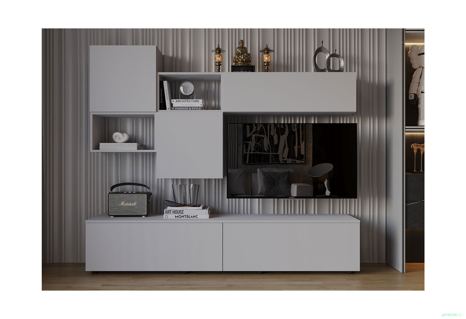 Зображення 1 - Вітальня Viant ВТ-8 з навісними полицями 200 см, сіра