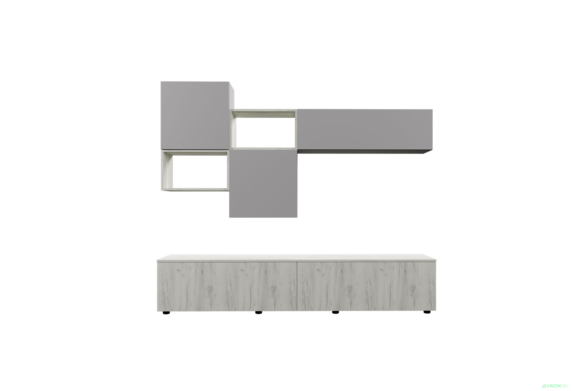 Изображение 3 - Гостиная Viant ВТ-8 с навесными полками 200 см, серый / дуб крафт белый
