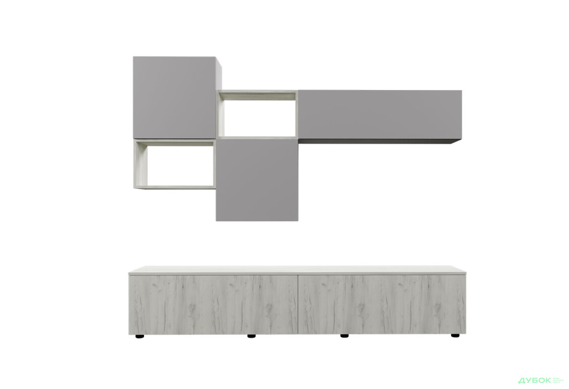 Изображение 3 - Гостиная Viant ВТ-8 с навесными полками 200 см, серый / дуб крафт белый