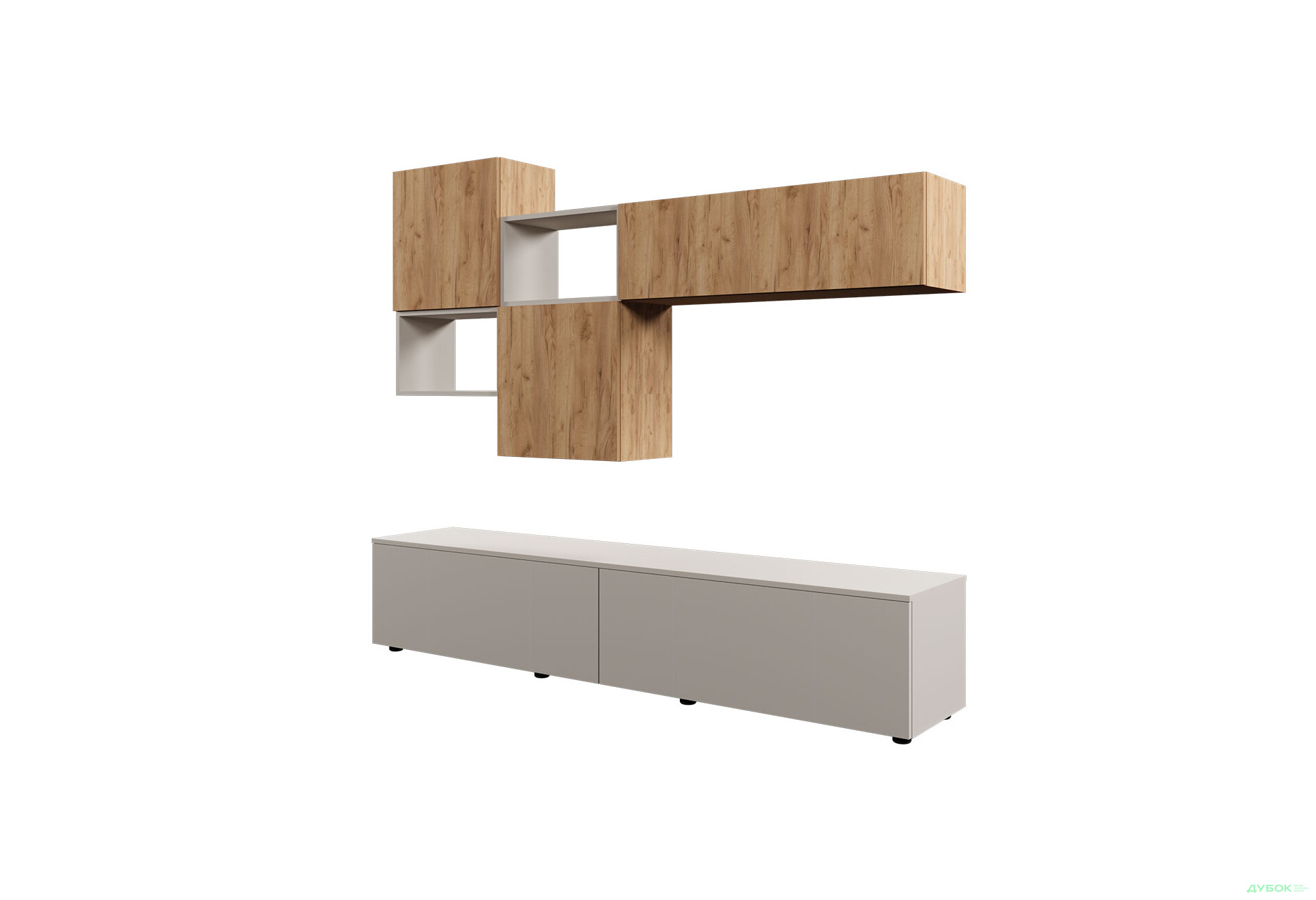 Зображення 2 - Вітальня Viant ВТ-8 з навісними полицями 200 см, дуб тахо / кашемір