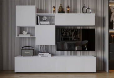 Гостиная Viant ВТ-9 с навесными полками 180 см, белая