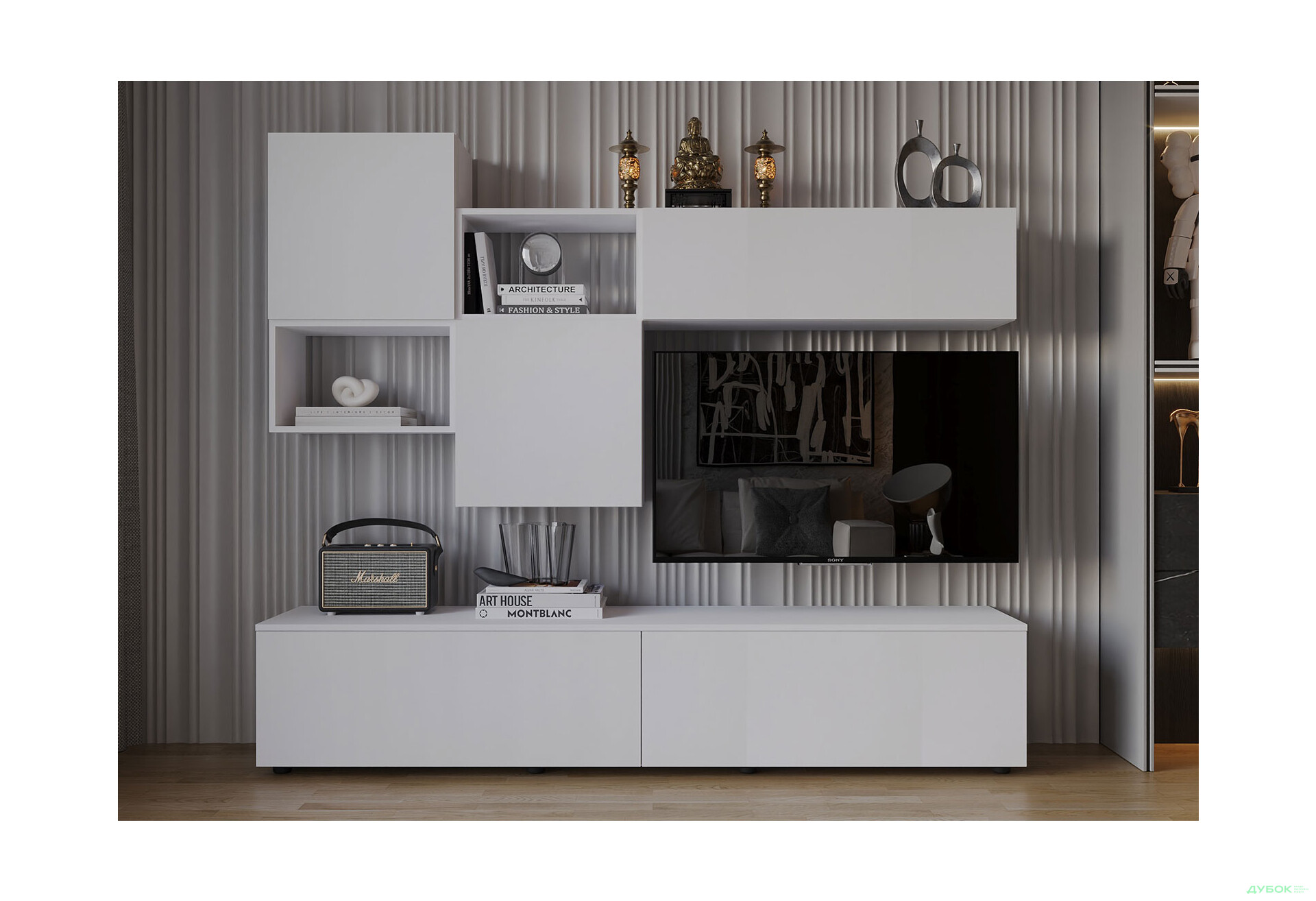 Зображення 1 - Вітальня Viant ВТ-9 з навісними полицями 180 см, біла