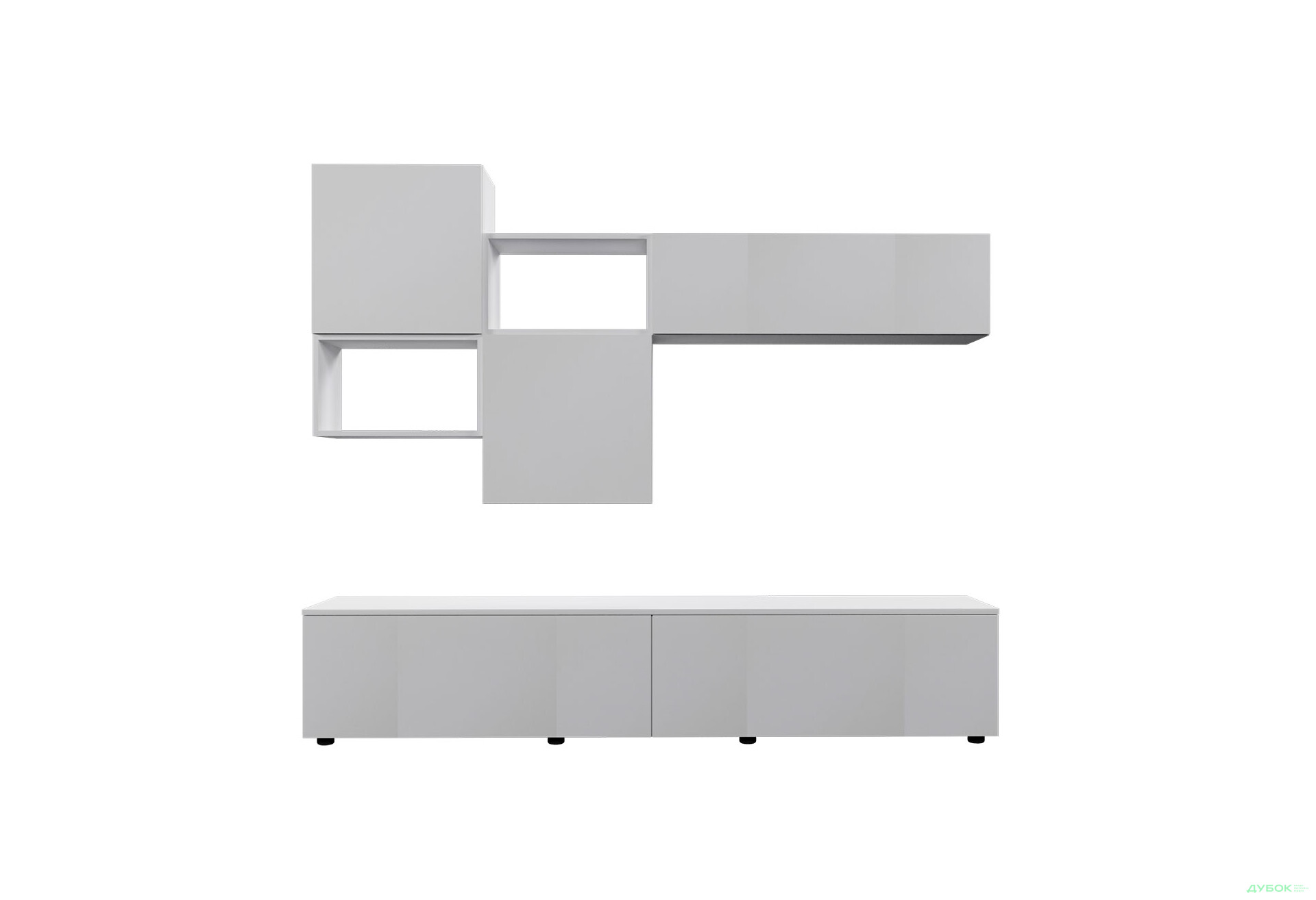 Зображення 3 - Вітальня Viant ВТ-9 з навісними полицями 180 см, біла