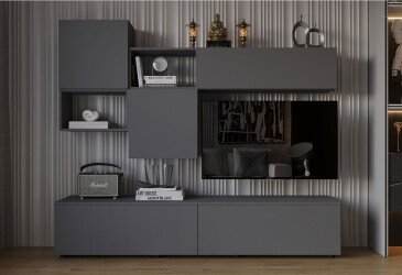 Гостиная Viant ВТ-9 с навесными полками 180 см, антрацит