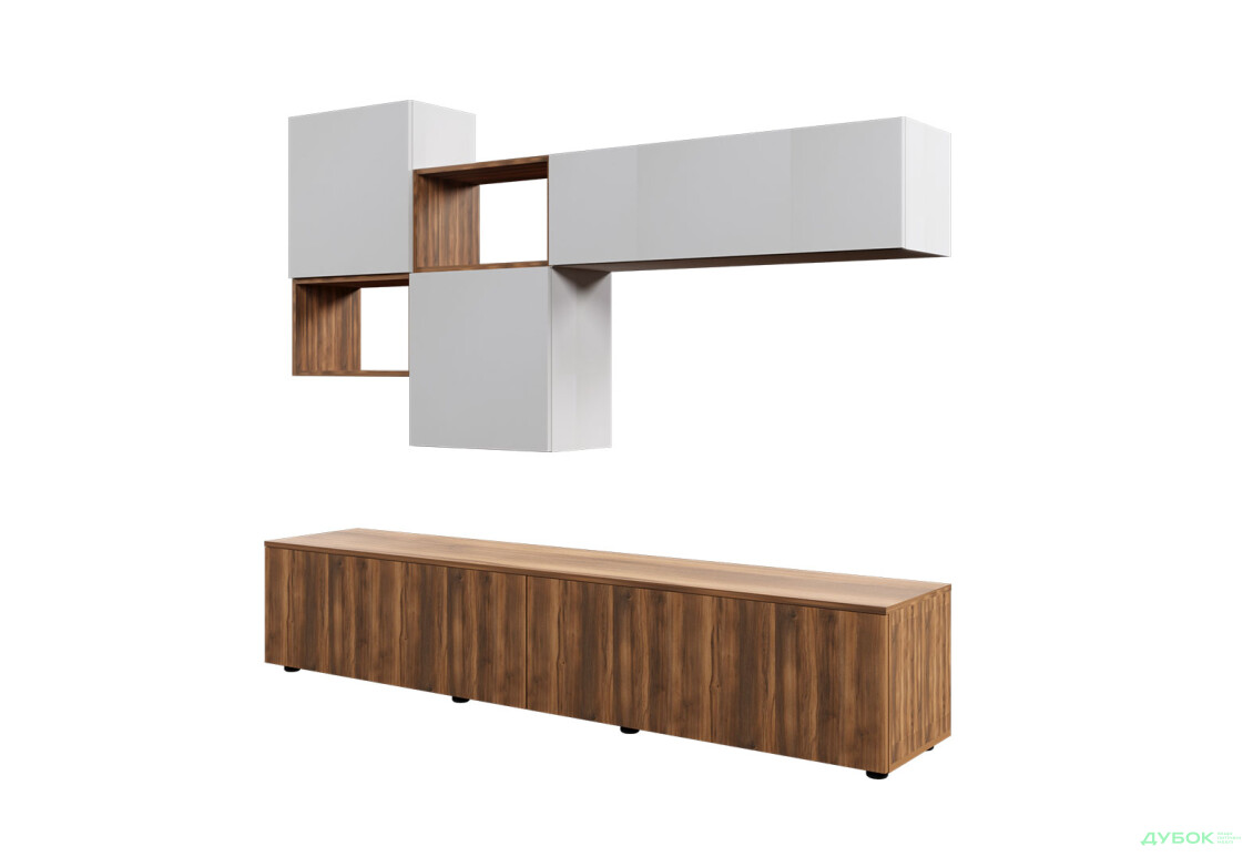 Зображення 2 - Вітальня Viant ВТ-9 з навісними полицями 180 см, білий / бурштин