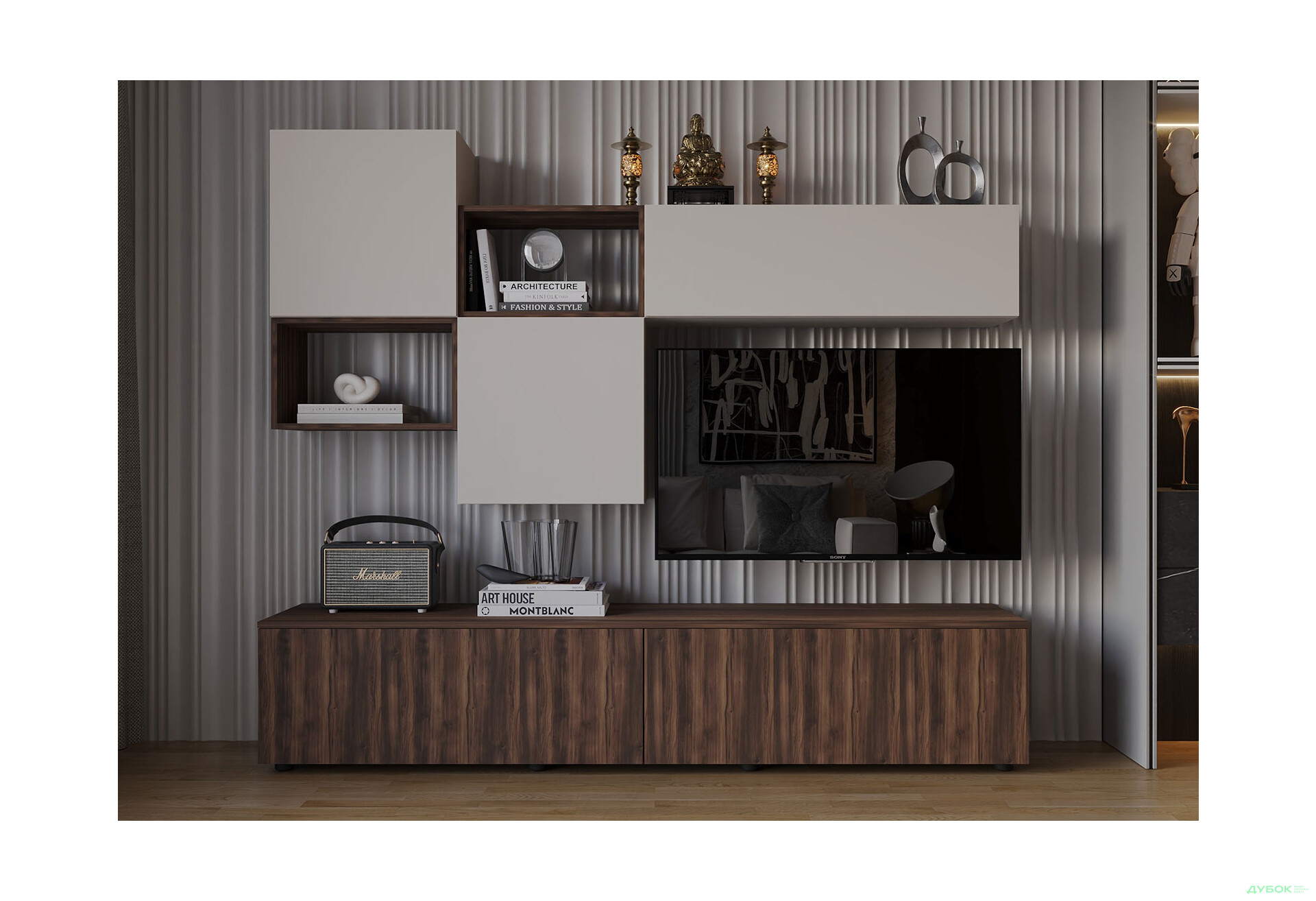 Изображение 1 - Гостиная Viant ВТ-9 с навесными полками 180 см, кашемир / ристретто