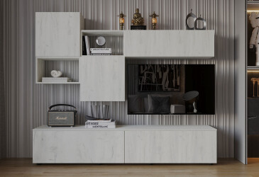 Вітальня Viant ВТ-9 з навісними полицями 180 см, дуб крафт білий