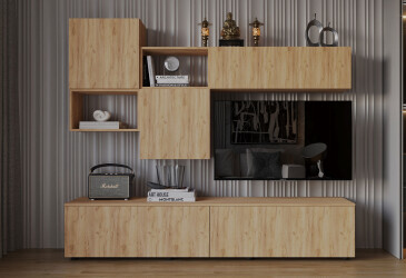 Вітальня Viant ВТ-9 з навісними полицями 180 см, дуб тахо