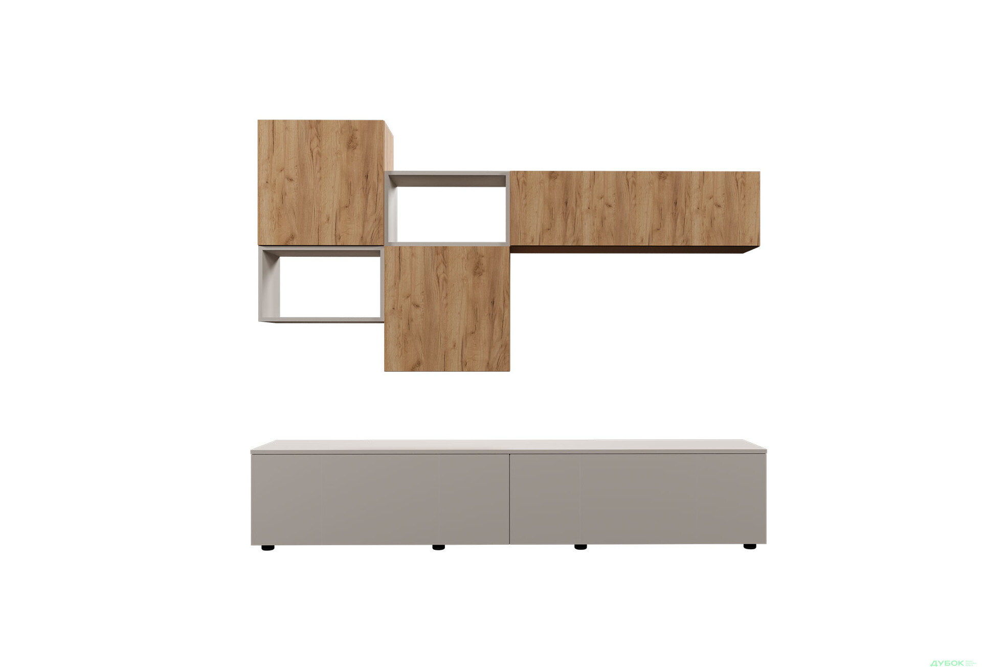 Зображення 2 - Вітальня Viant ВТ-9 з навісними полицями 180 см, дуб тахо / кашемір