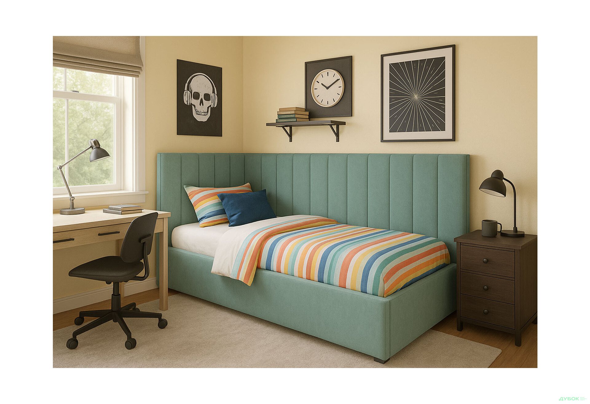 Зображення 2 - Ліжко Світ Меблів Саманта 4, 90х200 см із вкладом, велюр Багіра 15