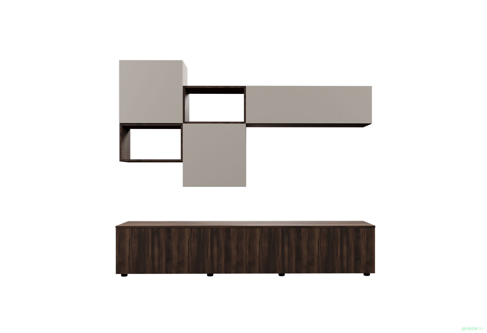 Зображення 3 - Вітальня Viant ВТ-9 з навісними полицями 200 см, кашемір / дуб рістретто