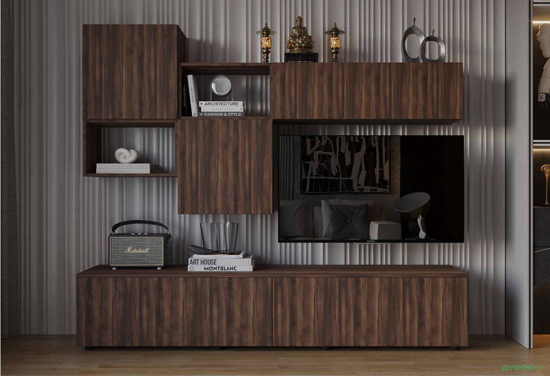 Вітальня Viant ВТ-9 з навісними полицями 200 см, рістретто