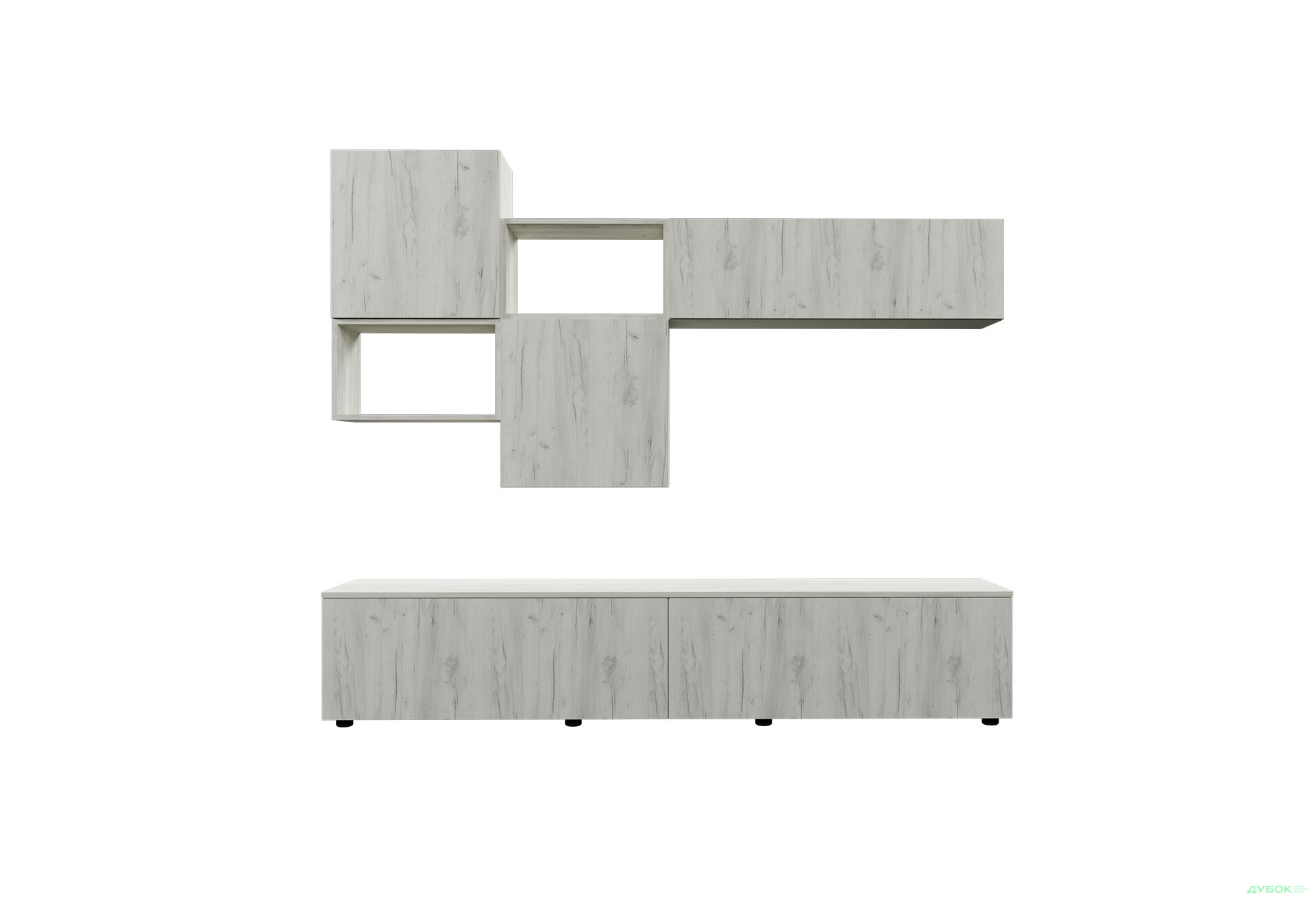 Зображення 3 - Вітальня Viant ВТ-9 з навісними полицями 200 см, дуб крафт білий