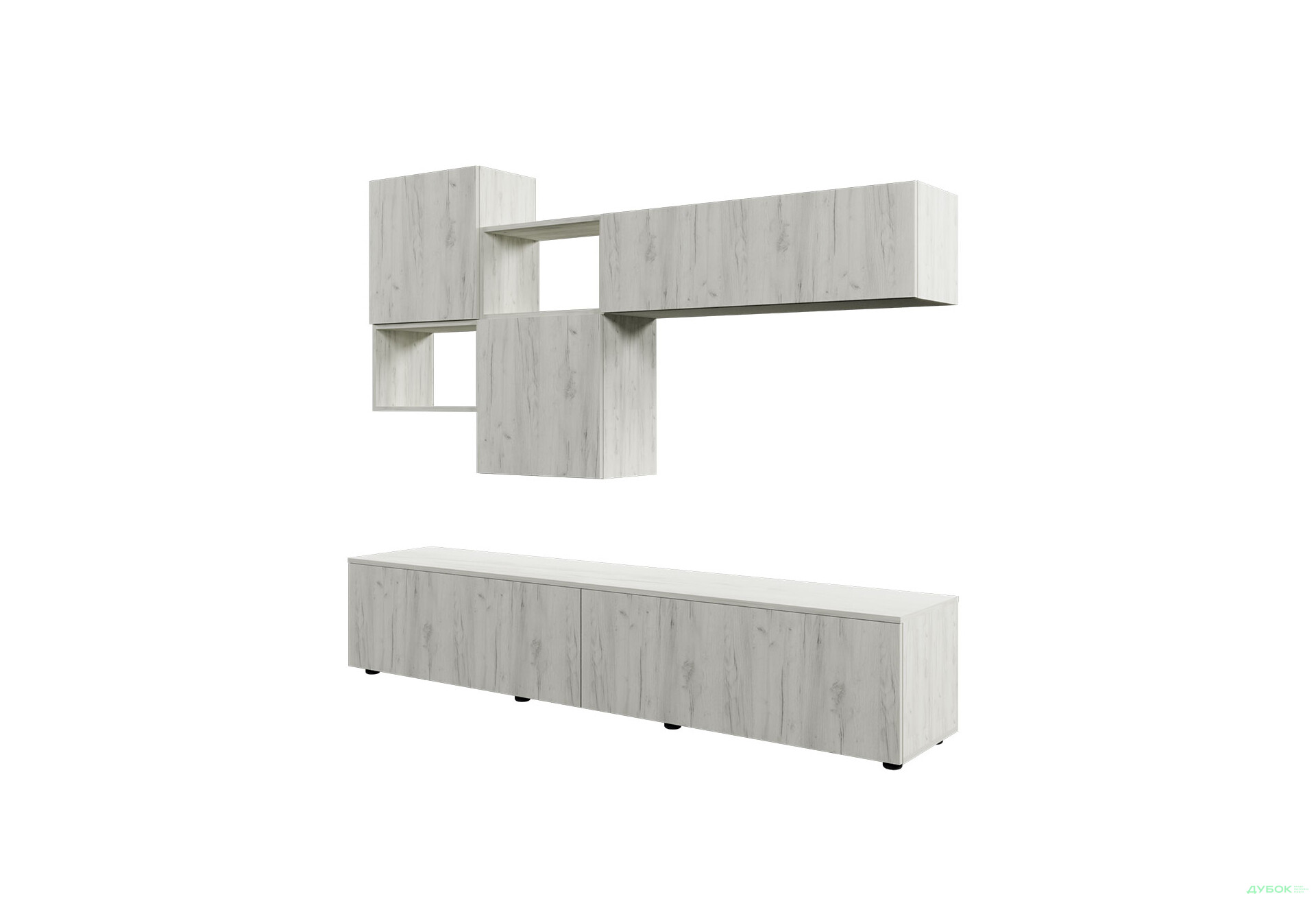 Зображення 2 - Вітальня Viant ВТ-9 з навісними полицями 200 см, дуб крафт білий