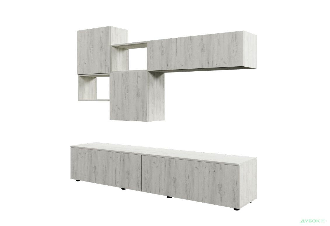 Зображення 2 - Вітальня Viant ВТ-9 з навісними полицями 200 см, дуб крафт білий