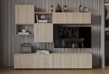 Гостиная Viant ВТ-9 с навесными полками 200 см, дуб сонома