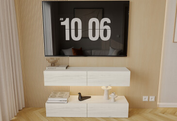 Гостиная Viant ВТ-10 с подвесными полками 120 см, дуб крафт белый