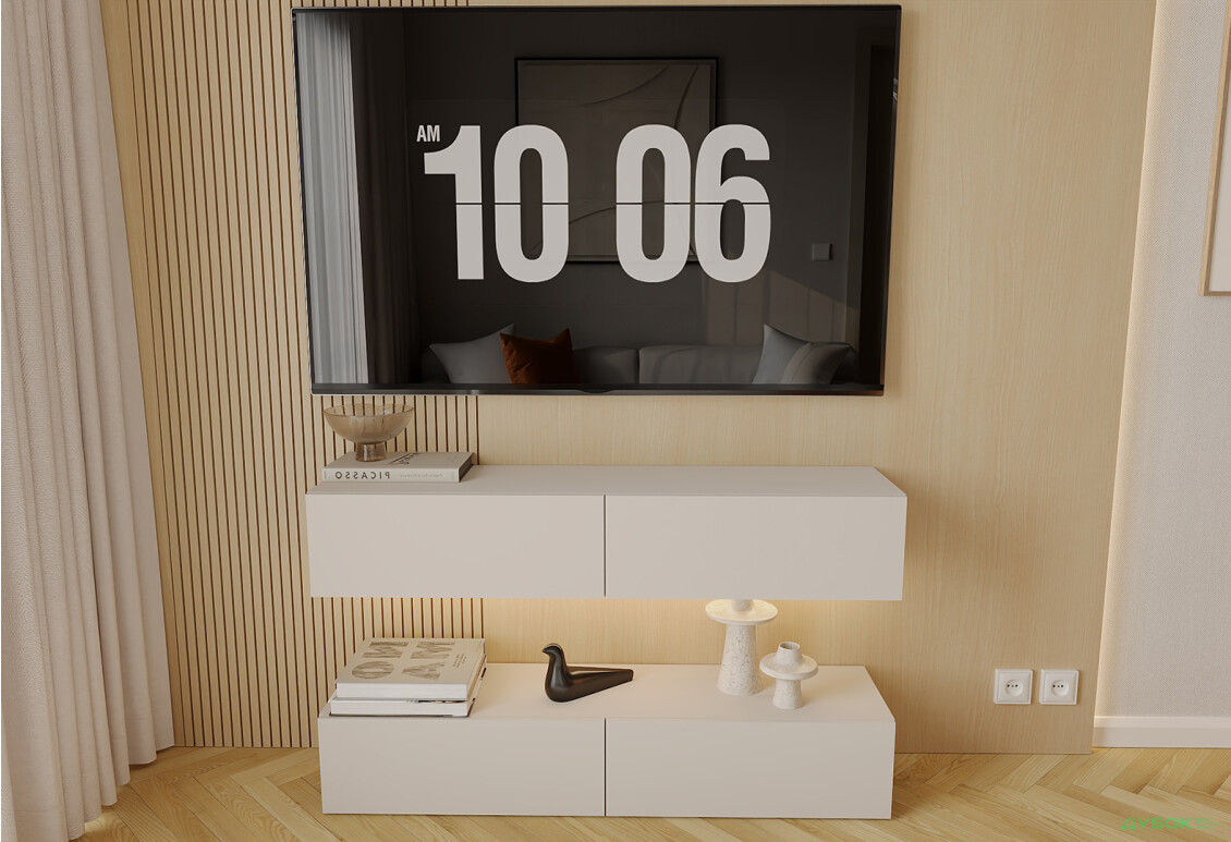 Гостиная Viant ВТ-10 с подвесными полками 120 см, серая