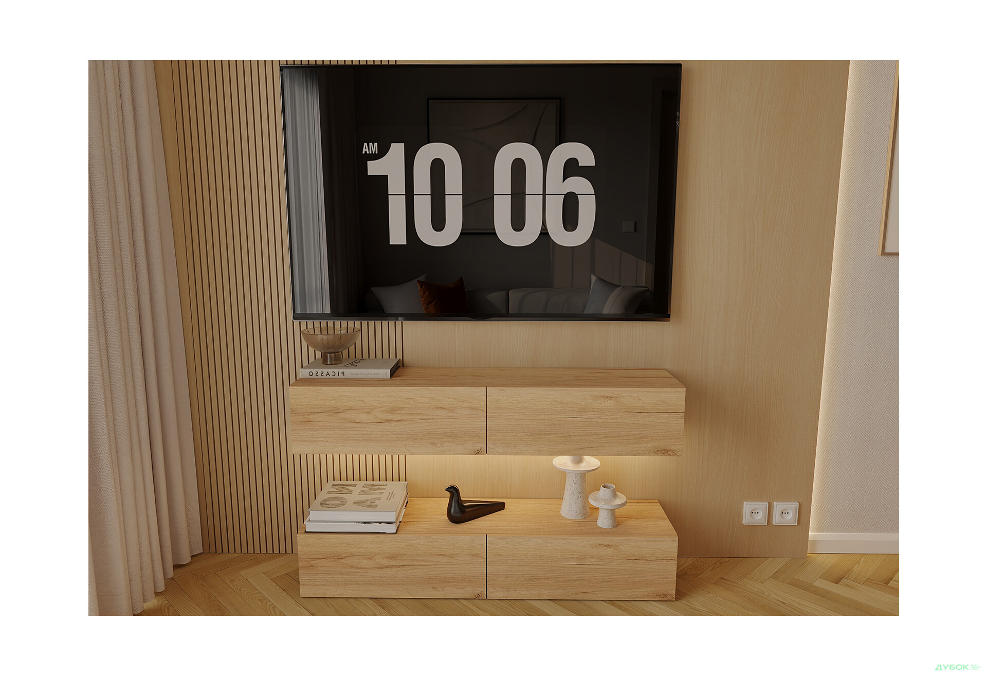 Зображення 1 - Вітальня Viant ВТ-10 з навісними полицями 120 см, дуб тахо