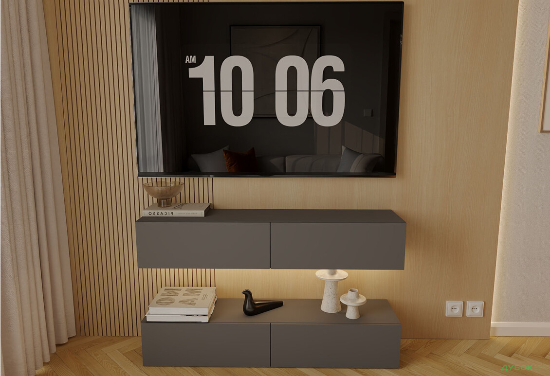 Вітальня Viant ВТ-10 з навісними полицями 140 см, антрацит