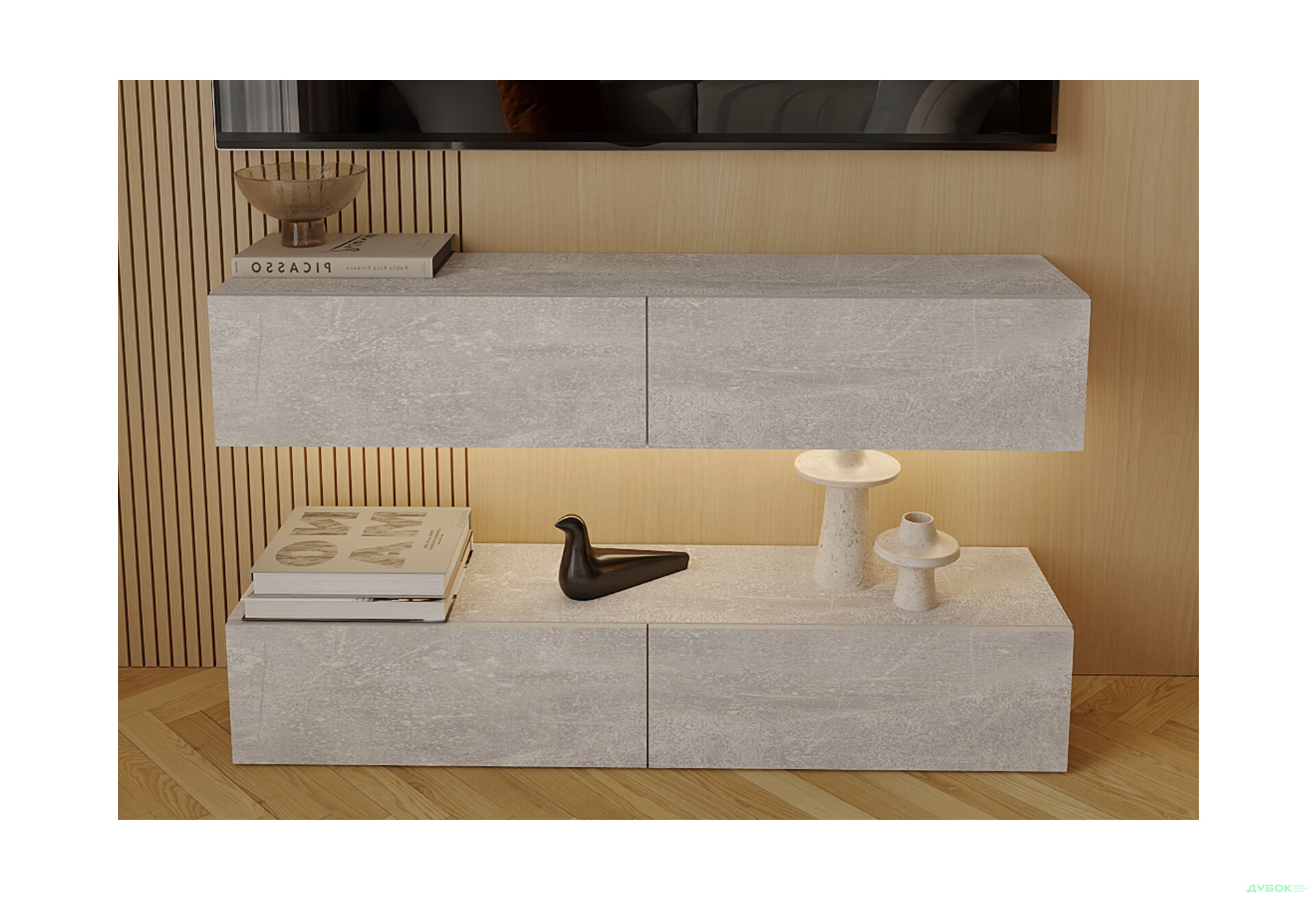 Зображення 3 - Вітальня Viant ВТ-10 з навісними полицями 140 см, індастріал