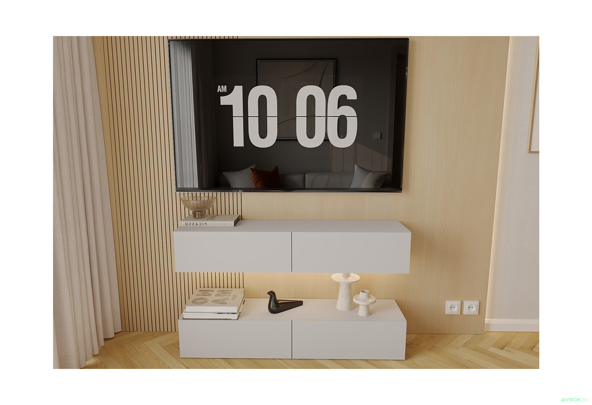 Зображення 1 - Вітальня Viant ВТ-10 з навісними полицями 140 см, кашемір